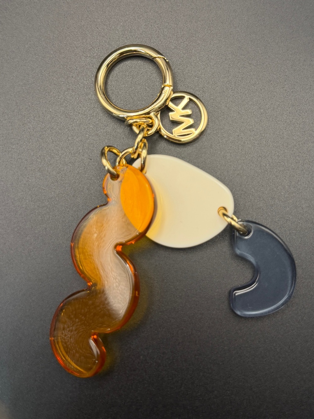 Michael Kors Gold-Tone Keychain with Orange, Cream and Black Charms